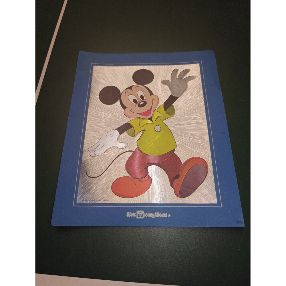 Vintage Walt Disney Mickey Mouse Matted Foil Print - 11.5x9.5"